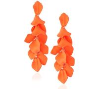 LEEQBCR 1 paire Acrylique Clip Boucles d'Oreilles pour Femmes Filles Longues Rose Pétales Boucles d'Oreilles Vintage Exagérée Fleur Élégant Déclaration Pendantes Boucles d'Oreilles, Aperol Orange