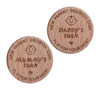 LEEQBCR 2 pcs de Monnaie décisionnelle en Bois pour Nouveau-né, pièce de Monnaie décisionnelle pour bébé,Cadeau de Naissance, idée de Cadeau pour Future Maman,Cadeau de baptême pour garçon et Fille
