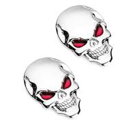 LEEQBCR 2 pièces 3D Metal Skull Autocollant de Voiture, Autocollants Tête de Mort Stickers 3D Voiture Autocollant Moto Autocollant d'insigne d'emblème Car Styling Autocollants pour Voiture Moto