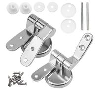 LEEQBCR 2 x charnières de siège de toilette en acier inoxydable, paire de charnières de siège de toilette, charnières de siège de toilette à fermeture douce, avec raccords, pour sièges de toilette