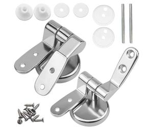 LEEQBCR 2 x charnières de siège de toilette en acier inoxydable, paire de charnières de siège de toilette, charnières de siège de toilette à fermeture douce, avec raccords, pour sièges de toilette