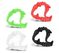 LEEQBCR 4 Pièces Dents de Vampire en plastique phosphorescent Dents de Vampire Kids Halloween Party Masquerade Party Dracula Costume Accessoires
