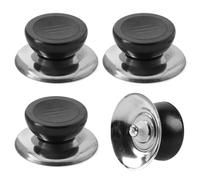 LEEQBCR 4 Pieces Pot Lid Replacement Knobs, Stainless Steel Lid Knobs, Plastic Lid Knobs Universal Kitchen Cookware Lids, Black Replacement Knobs