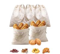 LEEQBCR 5 Pièces Sac Pain de Saveur, 25×38cm Sac à Pain Sacs en Lin Organique avec Cordon de serrage pour Fruits, Céréales Autres Aliments