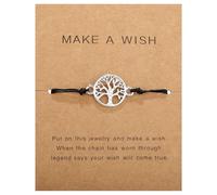 LEEQBCR Bracelet Arbre de Vie avec Carte pour Femme Fille Bracelet à Pendentif Arbre de Vie Bracelet d Arbre Ajustable Bracelet avec Bande Textile Noir Cadeau pour Amitié, Remerciement, Souhait
