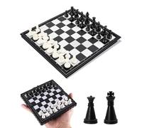 LEEQBCR Jeu d'échecs, Echiquier Magnetique, Echec Deluxe Pliable Echecs, Mini échecs, Portable de Voyage Plateau et Les Morceaux pour Enfants et Adultes（2 Additionnel Dames）