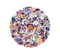 LEEQBCR Lot de 50 autocollants d'Halloween réfléchissants classiques en vinyle imperméable Happy Halloween pour ordinateur portable, téléphone, bouteille d'eau, fantôme, citrouille, démon, magicien