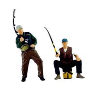 LeeQinersw 2 pièces 1:64 à l'échelle du pêcheur masculin diorama figures personnes modèles de petits dispositions artisanat artisanat de la scène de pêche