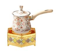 LeeQinersw 2 Pièces Cafetière Turque Pot à Café En Métal Théière avec Socle et Chauffe-lait avec Bec Verseur Précis Oriental Adapté pour Les Restaurant, 900 Ml