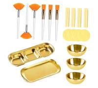 LeeQinersw 20 Pièces Bols Mélangeurs Visage Pinceaux Masques Spatules Éponges Douces Plateau Organisation Acier Inoxydable Fonction Facilité Soins Peau Convient, or