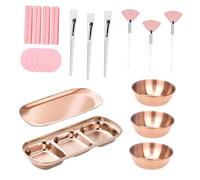 LeeQinersw 20 Pièces Bols Mélangeurs Visage Pinceaux Masques Spatules Éponges Douces Plateau Organisation Acier Inoxydable Fonction Facilité Soins Peau Convient, or Rose