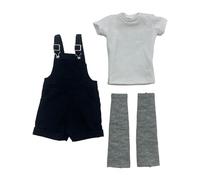 LeeQinersw 3 Pièces Salopette Miniature Costume de Poupée et Ensemble Complet avec Combinaison à Bretelles en Textile Réaliste pour Figurines d'action Masculine, Noir