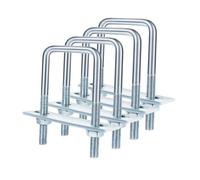LeeQinersw 4 Pièces Équerres en U Galvanisées pour Fixation Bois Métal Remorques Matériel Lourd avec Plaque Écrous Rondelles, M8 50x100mm