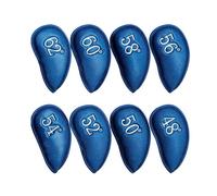 LeeQinersw 8 Pièces Housse de Tête de Club de Golf Housse Fer Protège-Wedge Set en Cuir PU Protection Anti-frottement Ajustement Précis Numérotation des Degrés, Bleu