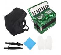 LeeQinersw Accordéon pour Débutant Accordéon Piano Accordéon à Boutons Instrument de Musique Pack d'Initiation avec Housse Deux Bretelles et Gants Soufflet, Vert