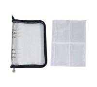 LeeQinersw Album Photo Classeur Carnet Pochette de Rangement et Livre de Cartes à 6 Anneaux avec Finition Brillante Approprié pour La Présentation de Cartes à Co, Noir