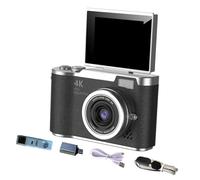 LeeQinersw Appareil Photo numérique 180°, écran Rabattable, Flash, caméra CCD compacte 48 MP, numérique 8X, pour étudiants et Adolescents, Cadeau, Noir