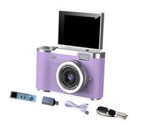LeeQinersw Appareil Photo numérique 180°, écran Rabattable, Flash, caméra CCD compacte 48 MP, numérique 8X, pour étudiants et Adolescents, Cadeau, Violet