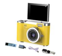 LeeQinersw Appareil Photo numérique 180°, écran Rabattable, Flash, caméra CCD compacte 48 MP, numérique 8X, pour étudiants et Adolescents, Cadeau, Jaune