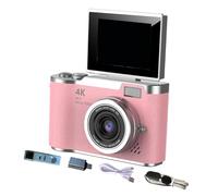 LeeQinersw Appareil Photo numérique 180°, écran Rabattable, Flash, caméra CCD compacte 48 MP, numérique 8X, pour étudiants et Adolescents, Cadeau, Rose