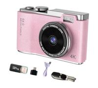 LeeQinersw Appareil Photo numérique Compact pour Enfants, Jouet 4K 48MP, Accessoires Multifonctions pour Enregistrement vidéo, écran Rotatif 4,6 x 2,5 x 1,1, Rose