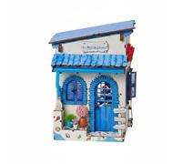 LeeQinersw Architectural Miniature Maquette Mini Maison Serre-Livres Puzzle Bois Papier Tissu Scène Côtière à Construire avec Accents Nautiques et Plantes