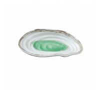 LeeQinersw Assiette de Service en Mélamine Plateau Plat Plateau de Présentation Plateau Silhouette Irrégulière Finition Brillante Met en Valeur les Mets Convient, Ns-8069 Green