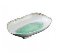 LeeQinersw Assiette de Service en Mélamine Plateau Plat Plateau de Présentation Plateau Silhouette Irrégulière Finition Brillante Met en Valeur les Mets Convient, Ns-8039 Green