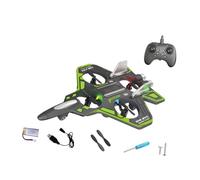 LeeQinersw Avion Télécommandé Mousse Jouet RC Avion Militaire Jet Fonction Acrobatie Lumière Vol Nuit Stabilité Améliorée Résistant Aux Chocs Convient pour, Batterie Verte 1 500