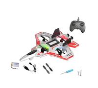 LeeQinersw Avion Télécommandé Mousse Jouet RC Avion Militaire Jet Fonction Acrobatie Lumière Vol Nuit Stabilité Améliorée Résistant Aux Chocs Convient pour, Batterie Blanche 1 500