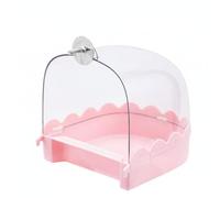 LeeQinersw Bain d'oiseaux Externe Tablier Cage Oiseau Accessoire Transparent Fixation à Vis Étanche Anti-Projections Plastique Résistant pour Perruches et, Rose
