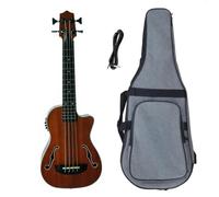 LeeQinersw Bass Ukulélé Guitare Basse Ukulélé Acoustique Instrument Cordes Électroacoustique Format Compact 30pouces Timbre Profond Capteur Intégré Sortie 635 Mm, 30 Pouces, style to 4
