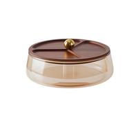 LeeQinersw Boîte à Collation avec Compartiments, Ambre, Grand - Diamètre 21,7 Cm, Hauteur 10 Cm