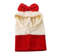 LeeQinersw Bonnet d'hiver Chaud pour Chien avec Oreilles et Capuche Ornée d'un Nœud Papillon pour Plus de Confort et de Protection Contre Le Bruit, Red L