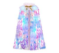 LeeQinersw Cape de Princesse pour Filles Manteau Scintillant En Tulle Accessoire de Costume avec Des Lumières LED Magiques Adapté pour Les Fêtes et Le Carnaval, Lumière Colorée