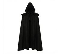 LeeQinersw Cape Gothique Manteau Capuche Cape Attache au Décolleté Tissu Uniforme Tombé Long Relief sur Les Épaules Style Ancien Mystérieux Convient aux, Noir, M