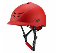 LeeQinersw Casque d'Équitation Casque Protection Équipement à Structure Intégrée PC Surface Lisse Arrondie Réglage Sécurisé par Sangle et Boucle Nombreuses, Rouge, M Enfant