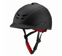 LeeQinersw Casque d'Équitation Casque Protection Équipement à Structure Intégrée PC Surface Lisse Arrondie Réglage Sécurisé par Sangle et Boucle Nombreuses, Noir, M Enfant