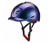 LeeQinersw Casque d'Équitation Casque Protection Équipement à Structure Intégrée PC Surface Lisse Arrondie Réglage Sécurisé par Sangle et Boucle Nombreuses, Bleu Dégradé, L Adulte