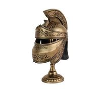 LeeQinersw Casque Guerrier Romain avec Socle Effet Vieilli Statue Guerrier Mythologique Véritable Décoration pour Bureau, Bibliothèque, 2506 Doré, Style to 2