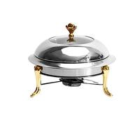 LeeQinersw Chafing Dish Rond En Acier Inoxydable avec Couvercle Amovible, Idéal pour Le Camping, Les Buffets et Les Activités de Plein Air. Convient Aux Professi, or 18cm