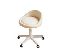 LeeQinersw Chaise Coiffeuse Réglable Fauteuil Siège Tabouret Chaise de Maquillage avec Coussin Moelleux Revêtement Lisse Base à Cinq Points Mobilité Aisée, Blanc Cassé