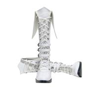LeeQinersw Chaussures pour Poupée Gothiques Bottes Accessoires Miniatures Boucles Sangles PU Souple Ajustement Sécurisé Adaptées à la Collection Exposition Photo , Blanc