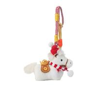 LeeQinersw Cheval Pendentif Porte-clés Poupée Peluche Jouet Tricoté En Fil Léger Adapté à Porter Comme Breloque Accroche-sac Téléphone et Sac à Main Adapté à Cad, Écharpe Rouge et Blanche