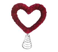 LeeQinersw Cimier de Sapin en Forme de Coeur Couronne d'amour et Décoration de Noël Accessoire Festif en Métal et Peluche Douce Adapté pour La Décoration Intérie, Rouge