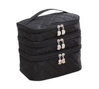 LeeQinersw Cosmetic Rangement Sac 3 étages Organisateur de de Sac de salle de bain Organisateur cosmétique pour articles de toilette, Fermeture éclair Noire