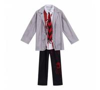 LeeQinersw Costume D Halloween Enfant Costume Tenue Uniforme Scolaire Déguisement Ensemble avec Chemise Pantalon Cravate au Dos et Jambe Convient pour Fête D Halloween École Spectacle, Gris, L