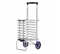 LeeQinersw Courses Pliant Châssis en Aluminium Plateau Métallique pour Transport Commissions Paqus Moyens Plat Roultes 16 Cm Poignée Réglable pour Courses Quotidiennes