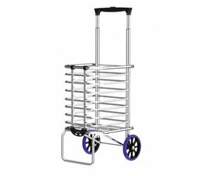 LeeQinersw Courses Pliant Châssis en Aluminium Plateau Métallique pour Transport Commissions Paqus Moyens Plat Roultes 16 Cm Poignée Réglable pour Courses Quotidiennes