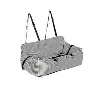 LeeQinersw Coussin de Véhicule Coussin Lit Niche Siège Auto Chien pour Confort et Soutien Bords Élevés pour Enveloppement Tissu Lin Résistant Nettoyage Facile, Rayures Épaisses Noires Et Blanches